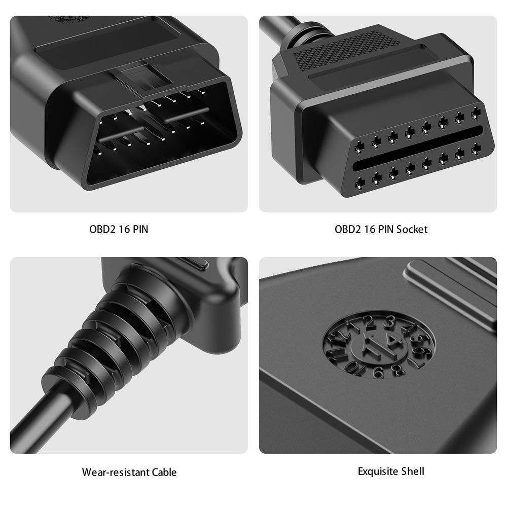 1.5米16针OBD2 OBDII公-母延长电缆OBD2电缆连接器车载诊断适配器