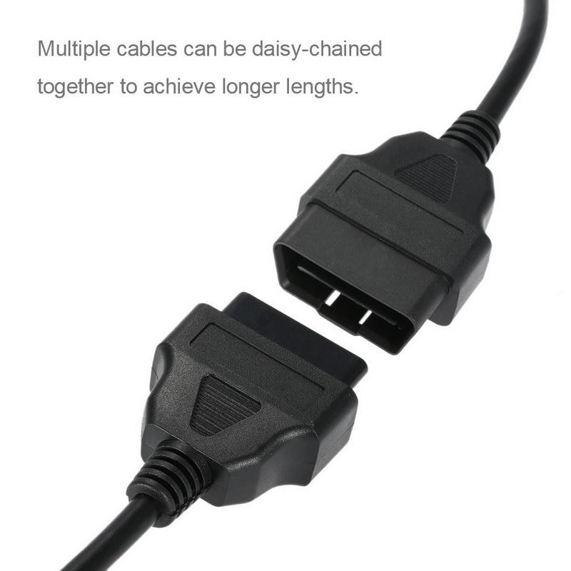 OBD-II OBD2 16pin Male to Female Diagnostic Extension Cable 5M