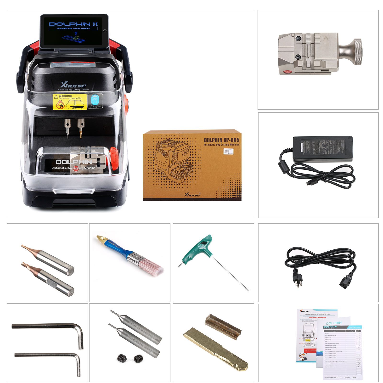 Xhorse Dolphin XP005L XP-005L Key Cutting Machine Plus VVDI Key Tool Max Pro Remote Programmer with MINI OBD Tool Function