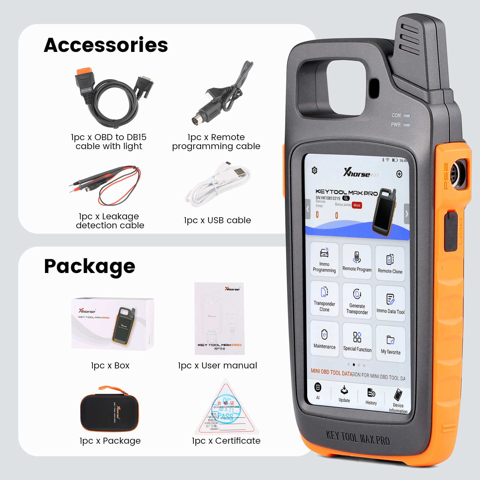 Xhorse Dolphin XP005L XP-005L Key Cutting Machine Plus VVDI Key Tool Max Pro Remote Programmer with MINI OBD Tool Function