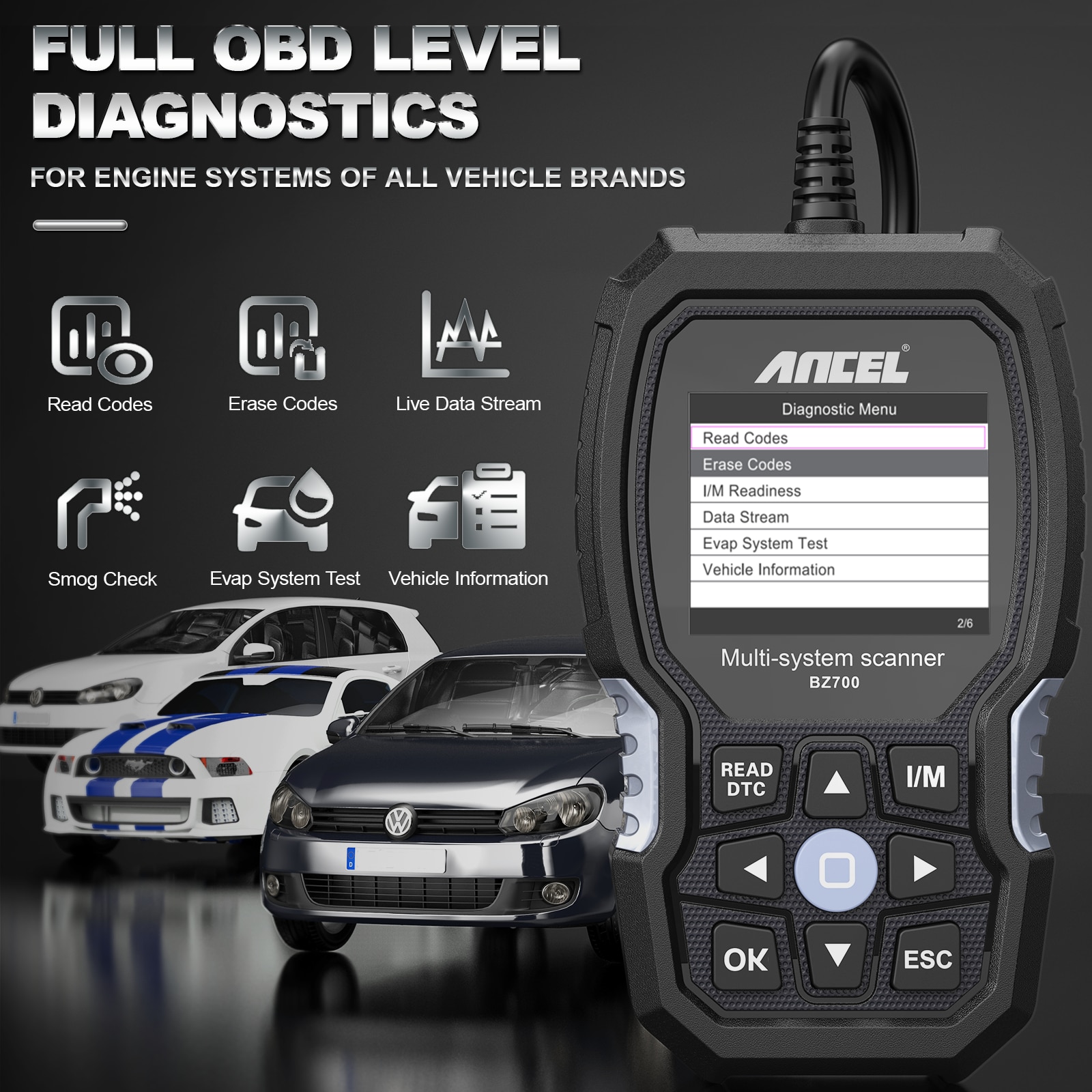 ANCEL BZ700 OBD2 Scanner for Mercedes Benz All System ABS SRS Airbag SAS TPMS Reset Car Diagnostic Tool Engine OBD Code Reader