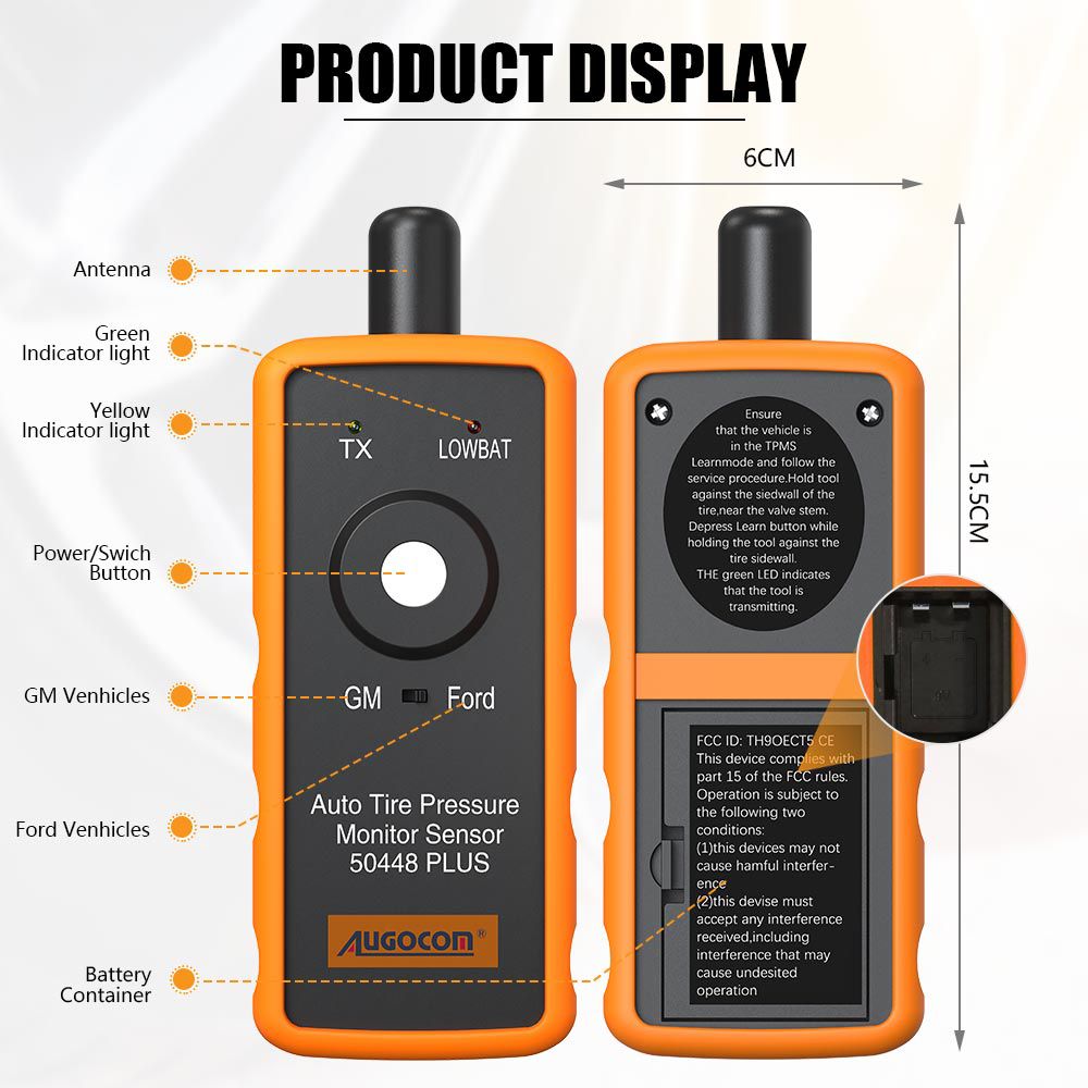 AUGOCOM Auto Tire Pressure Monitor Sensor 50448 Plus 2in1 TPMS Activation Tool for GM and Ford