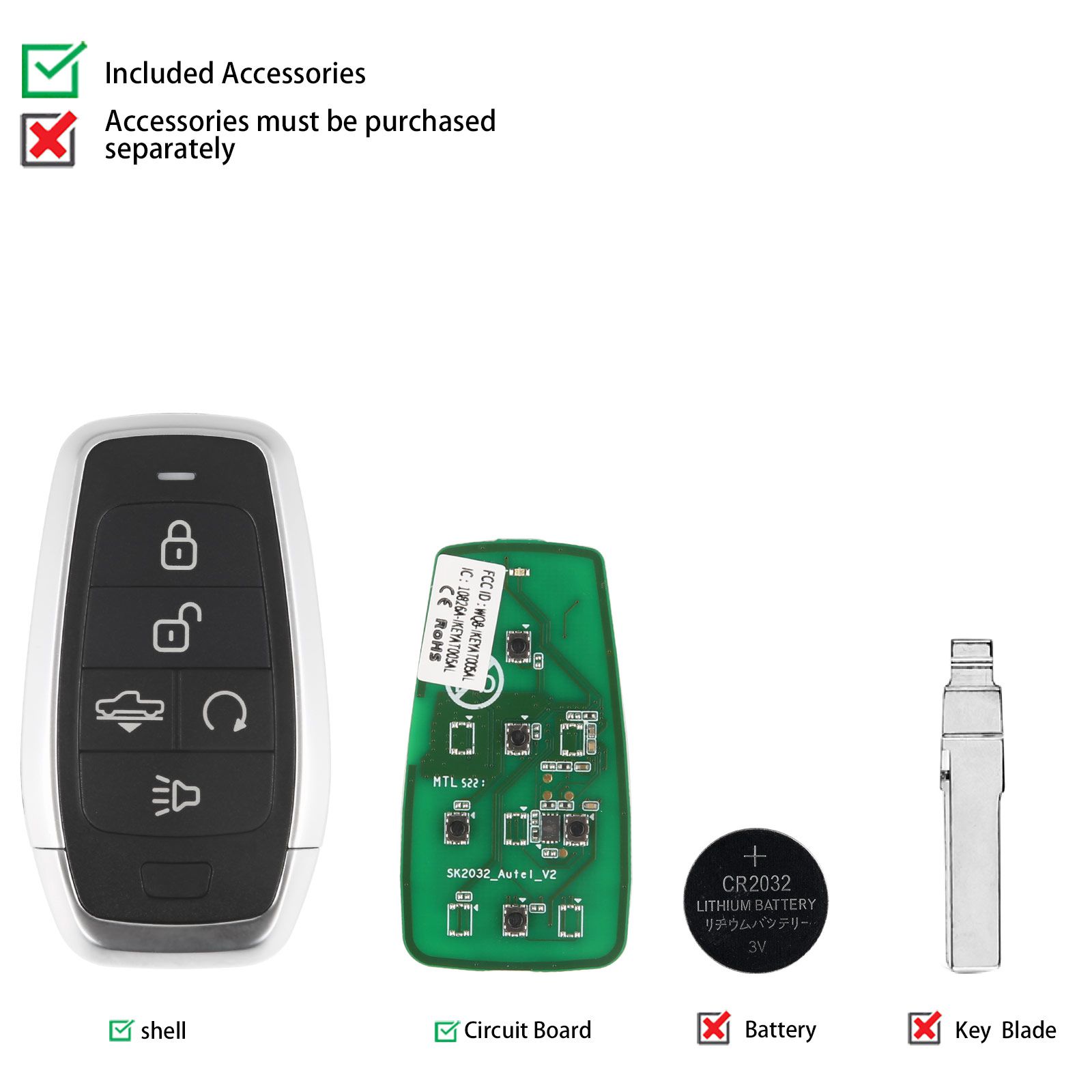 AUTEL IKEYAT005AL 5 Buttons Independent Universal Smart Key 5pcs/lot