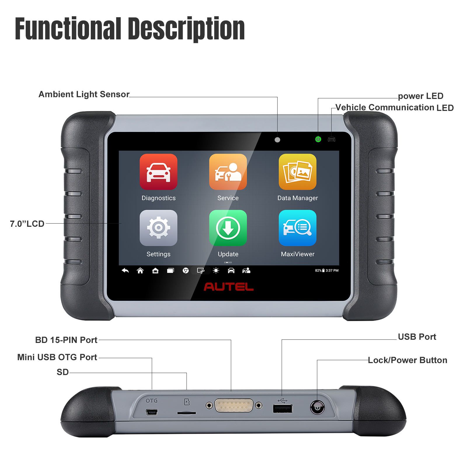 Autel MaxiCOM MK808Z MK808S Bi-Directional Full System Diagnostic Scanner with Android 11 Operating System Upgraded Version of MK808/MX808