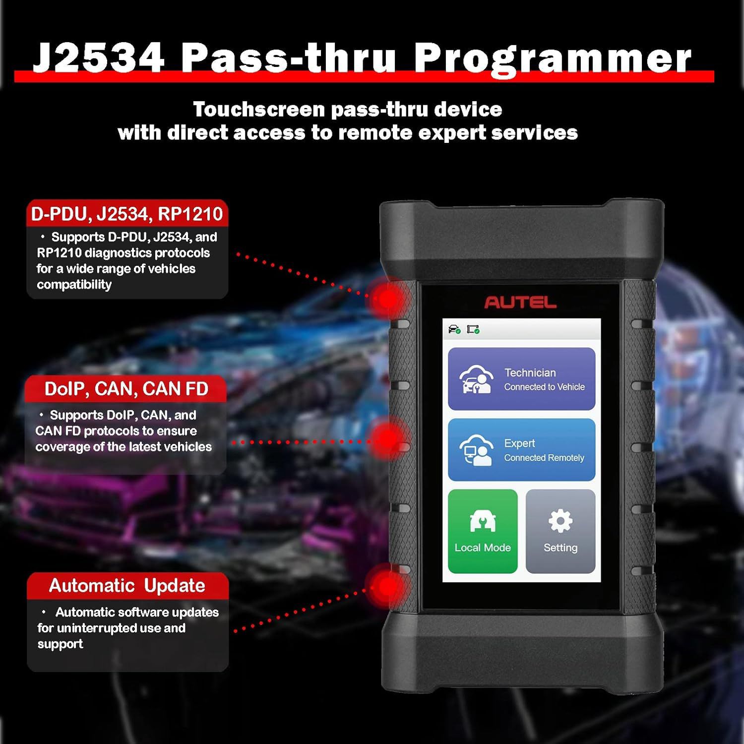 2024 Autel MaxiFlash XLink J2534 Tool Remote Expert ECU Programming Device Work with PC, Mobile Phone and Autel Ultra, MS919, MS909