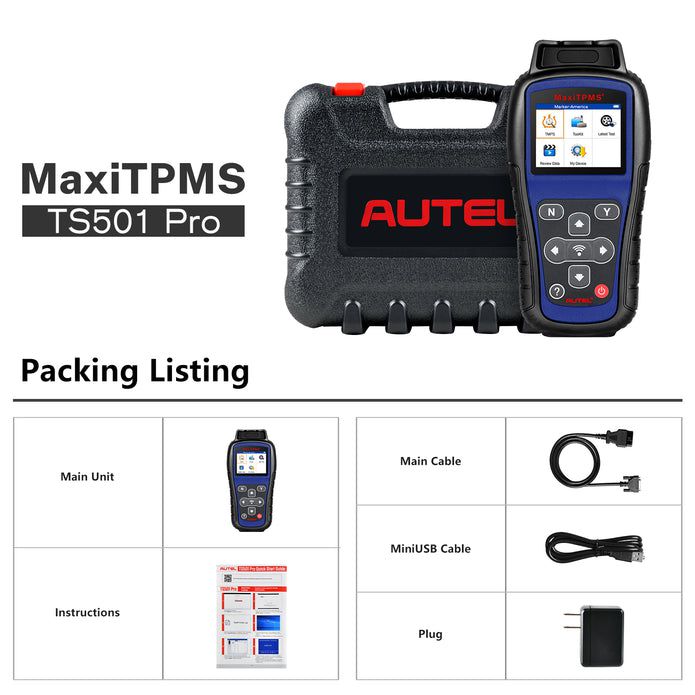 Autel MaxiTPMS TS501 Pro Professional TPMS Tool Relearn Activate Sensors Program MX-Sensors Complete TPMS System Multi-language Lifetime free Update