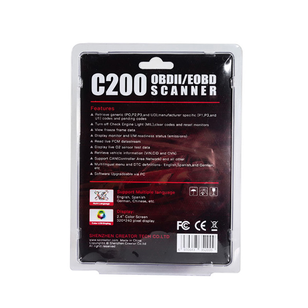Creator C200 OBDII/EOBD代码读取器