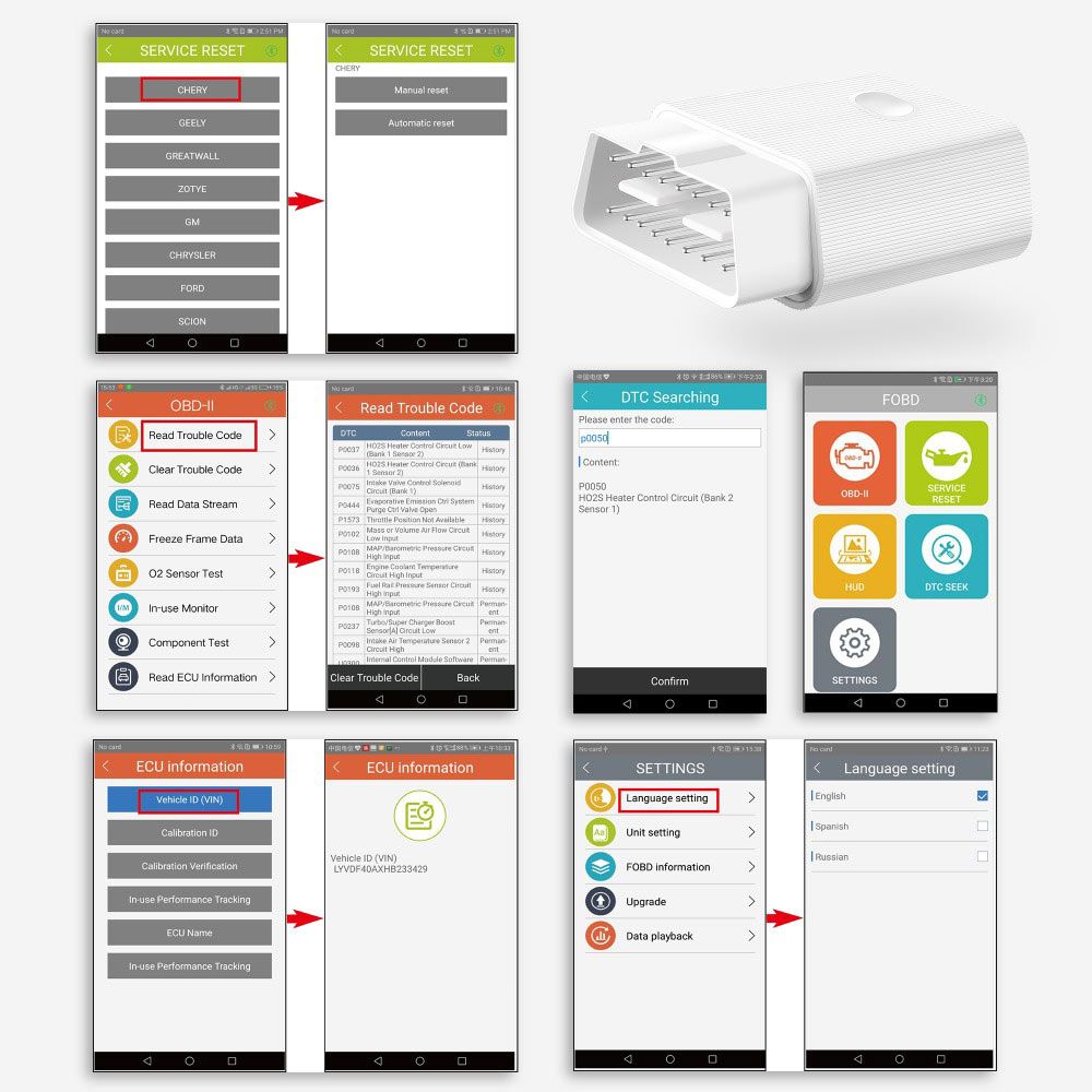 FCAR FVAG Scan Tool Full-system Diagnosis Tool Full Function OBDII Scanner for Android & IOS Phone