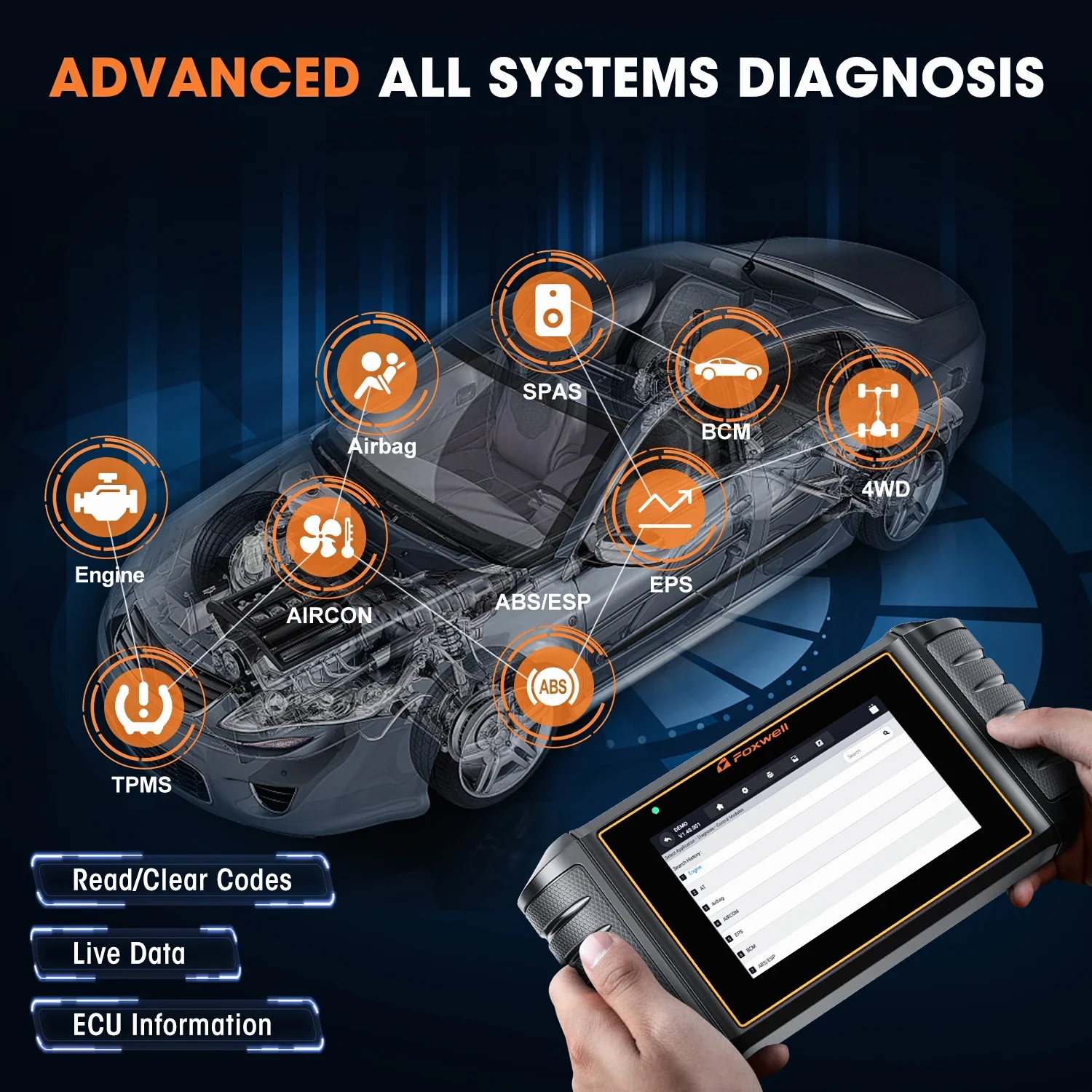 2024 Foxwell NT726 OBD2 Scanner All Systems Oil EPB 12 Reset D.PF Battery Registration Code Reader OBD 2 Car Diagnostic Tools