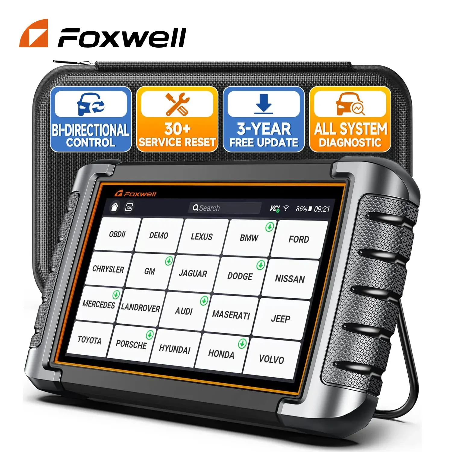 FOXWELL NT809 OBD2 Automotive Scanner Bidirectional Active Test 30 Reset OE-level OBD2 Code Reader Professional Diagnostic Tools