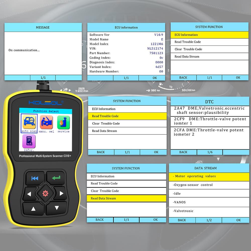 KOLSOL C310 Full System Scan Tool Code Scanner for BMW