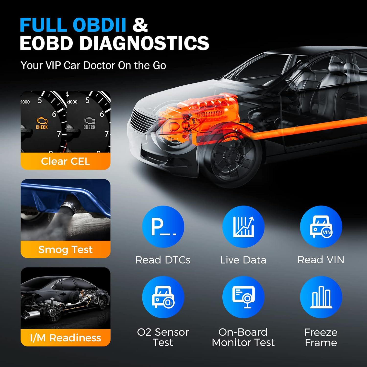 LAUNCH CR529 OBD2 Scanner Diagnostic Tool, Full OBD2 Scanner Backup, Clear Codes, One Click I/M, for DIYers with Cars After 1996