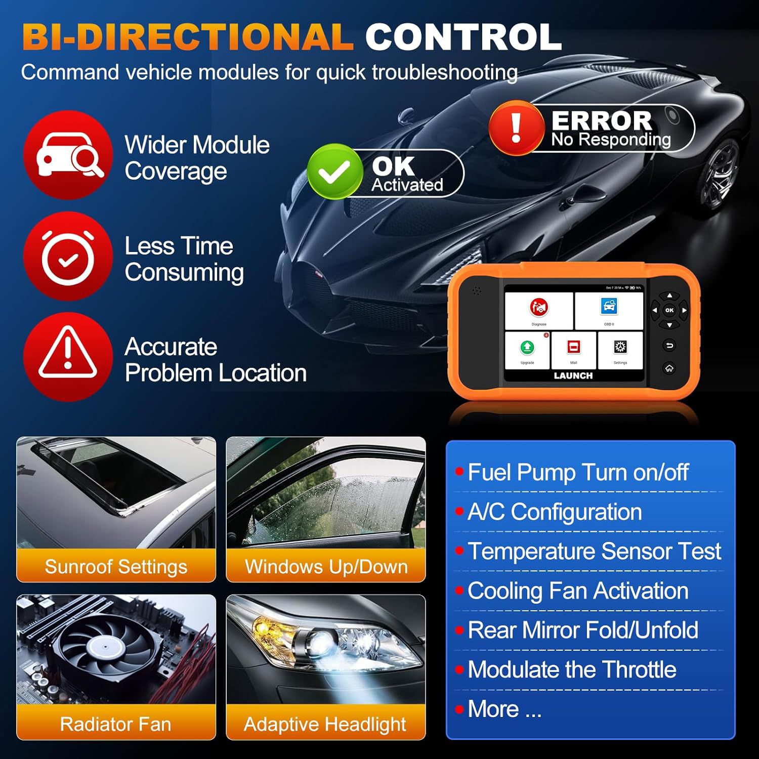 2024 LAUNCH Creader Elite 2.0 BBA Bi-Directional OBD2 Scanner for BMW,Mercedes-Benz,Volkswagen VW Audi V.A.G Group, Full System with Full Functions