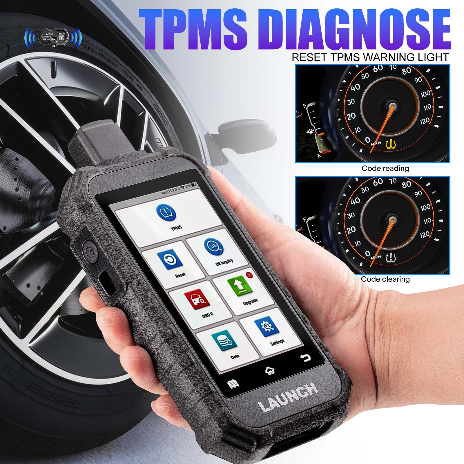 2024 LAUNCH Creader TPMS 5011 V2 TPMS Activation Diagnostic Tool WIFI Upgrade 12 Reset Functions Activate 315/433MHZ & 2.4Ghz Tire Pressure Sensors