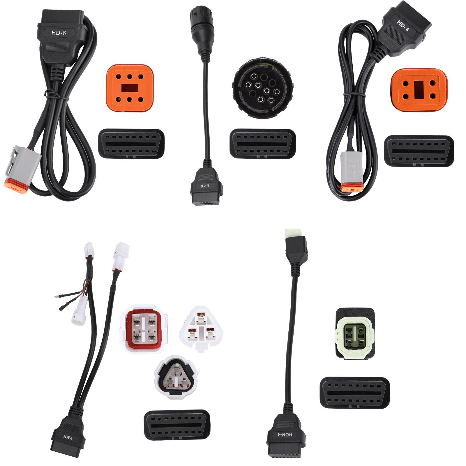 2025 LAUNCH Motorcycle Diagnostic Connector Kit 2.0 for Ducati, Indian, Polaris, Victory, Harley, Honda,Yamaha, Kawasaki, Suzuki, BMW