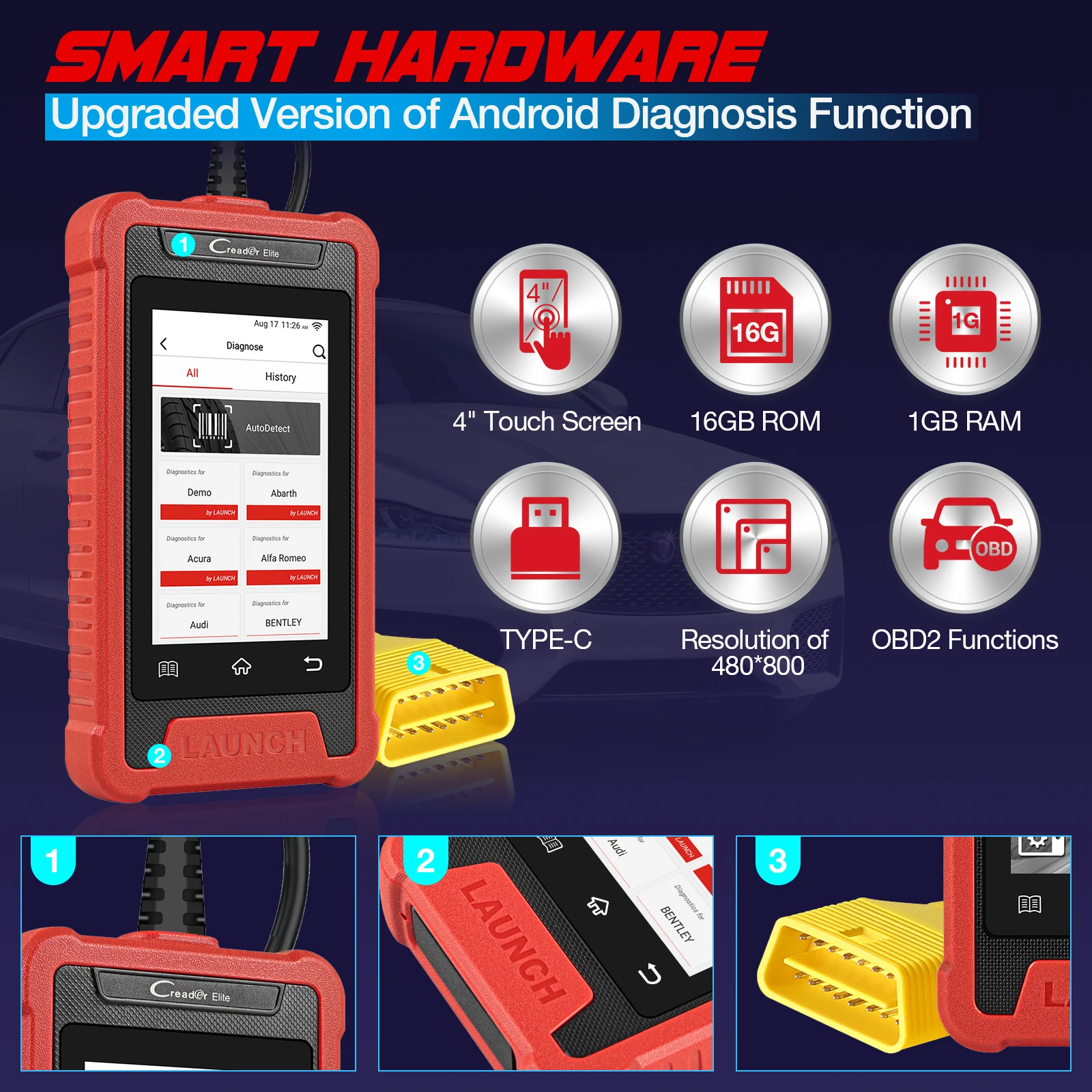 LAUNCH X431 Creader Elite CRE205 OBD2 Scanner ABS SRS System Diagnose 16 Reset Services Scanner Lifetime Free Update