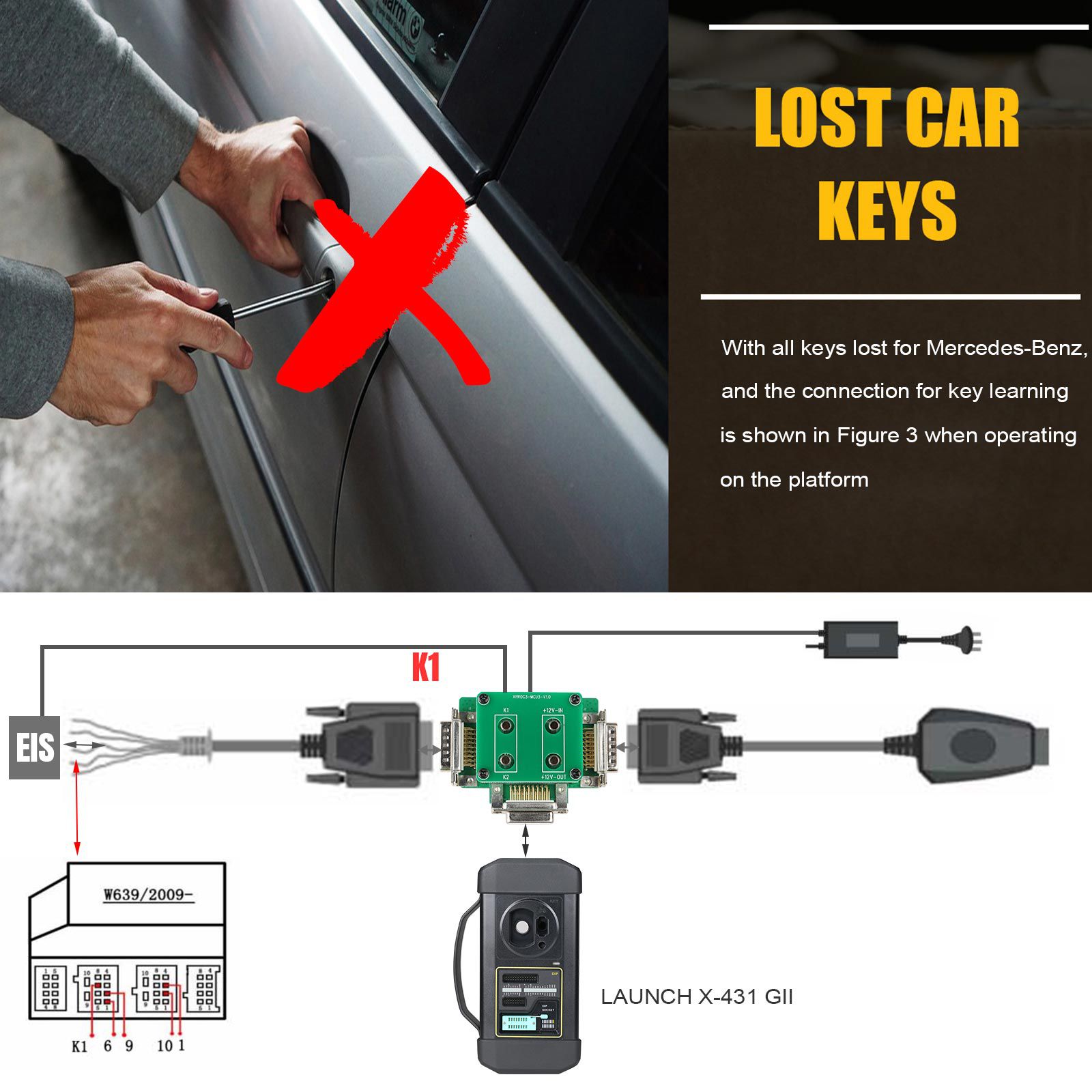 Launch X431 MCU3 Adapter for X-PROG3 GIII Work on Mercedes Benz All Keys Lost and ECU TCU Reading