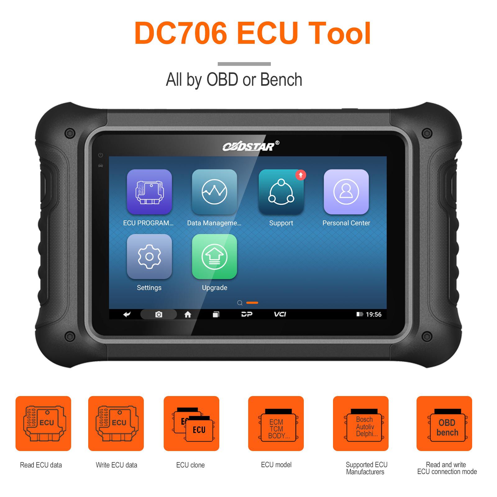 OBDSTAR DC706 ECU Tool for Car and Motorcycle ECM/ TCM/ BODY ECU Cloning by OBD or Bench mode