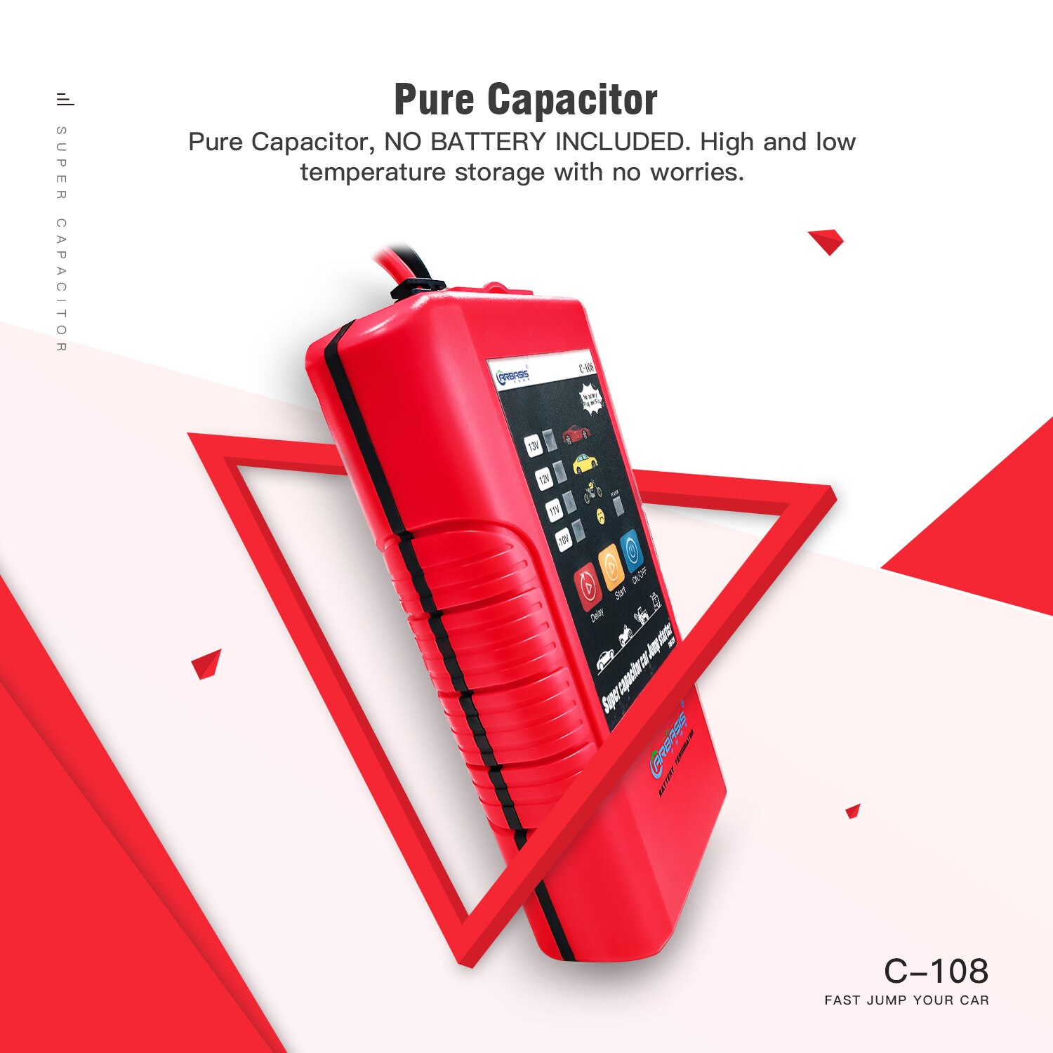 12V SUPER CAPACITOR JUMP STARTER Car Accessories Power Bank Automobile Starting Power Supply without LCD Display