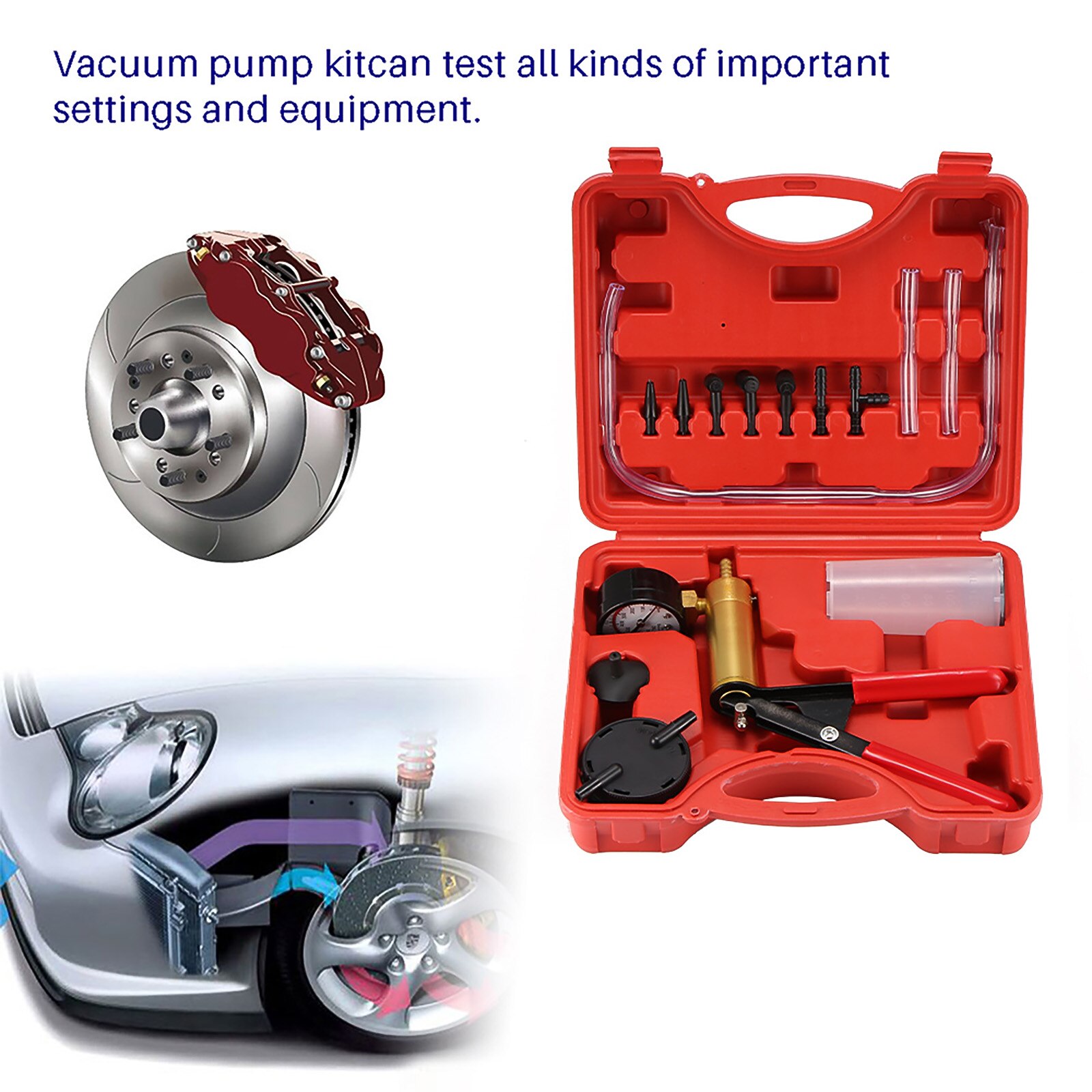 2021 New Manual Vacuum Bleeding Brake Fluid Bleeder Tools Vacuum Pistol Pump Tester Kit Aluminum Pump Pressure Vacuum Gauge