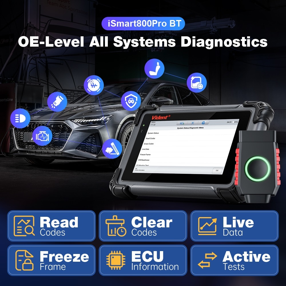 2023 Vident iSmart 800Pro BT All System Diagnostic Tool Code Reader mit 40+ Reset Funktionen Schlüsselprogrammierer Auto VIN Aktiv Test