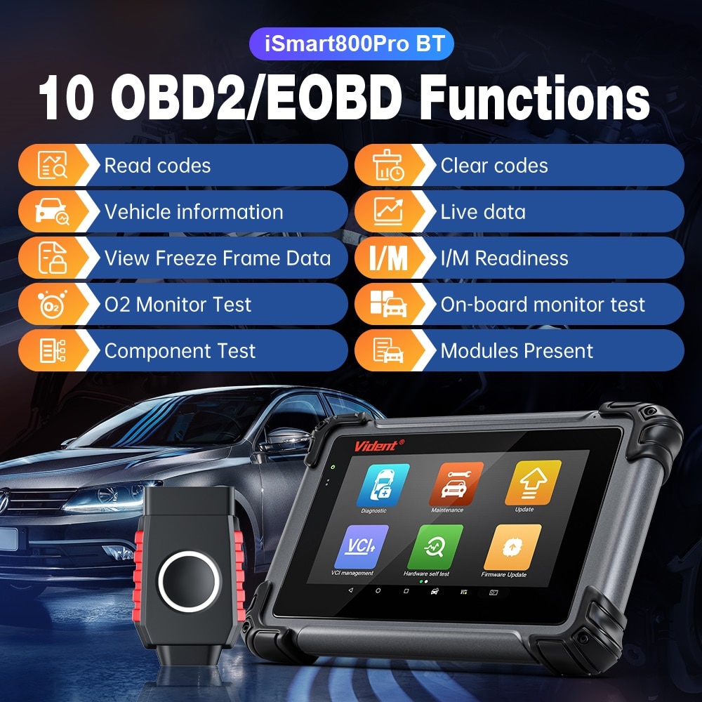 2023 Vident iSmart 800Pro BT All System Diagnostic Tool Code Reader mit 40+ Reset Funktionen Schlüsselprogrammierer Auto VIN Aktiv Test