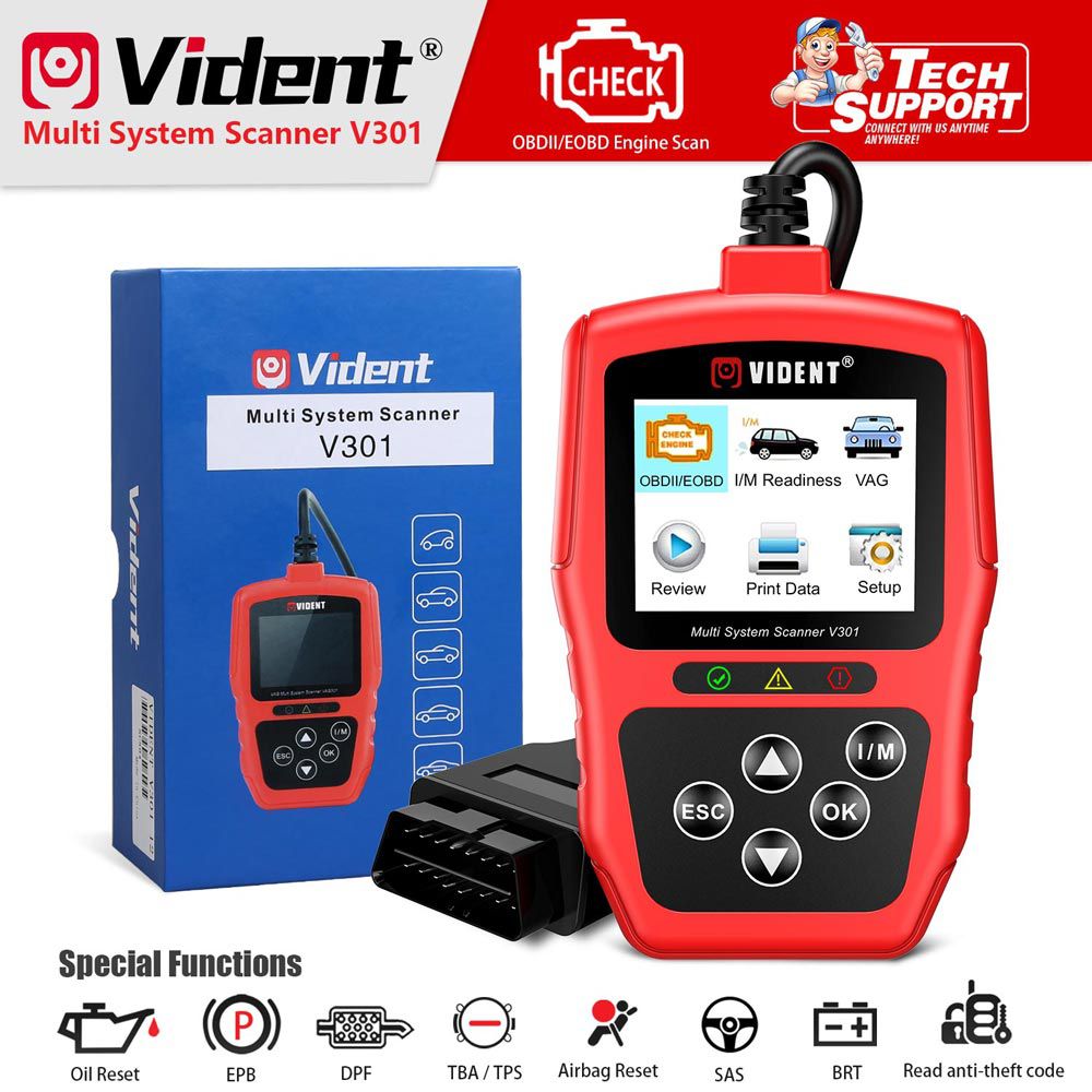  Vident V301 Car Diagnostic Scanner OBD2 Diagnostic Tool for VW Audi Skoda Seat OBD2 Automotive Scanner OBD Code Reader