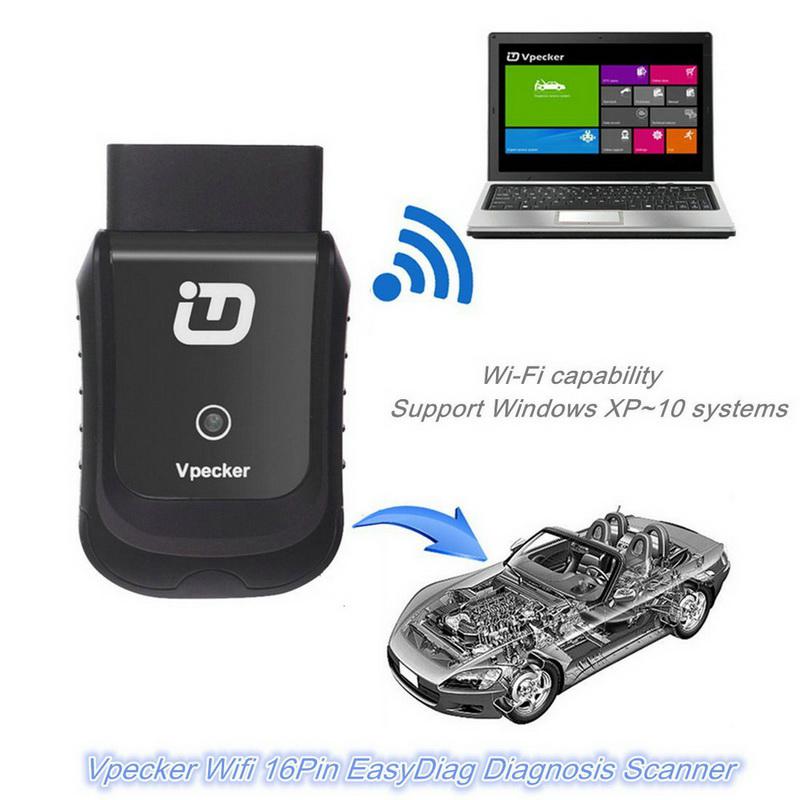 V10.2 VPECKER Easydiag Wireless OBDII Full Diagnostic Tool Support  WIN10 Black With Wifi and Oil Reset Function