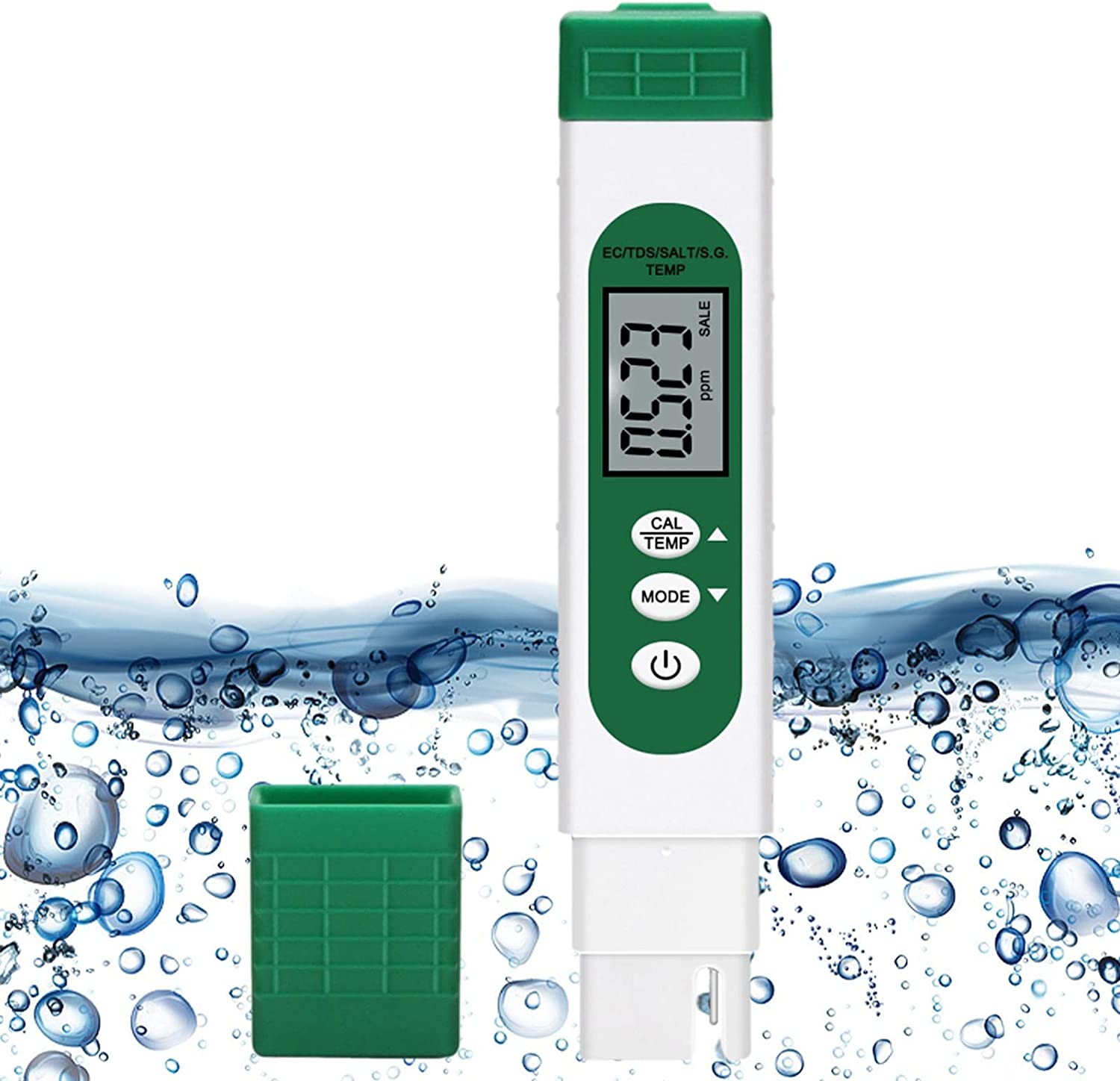 Water Tester Pen LCD Display Water Tester EC TDS Temp Meter 5-in-1 Multifunctional High Accuracy Water Test Meter for Hydropon