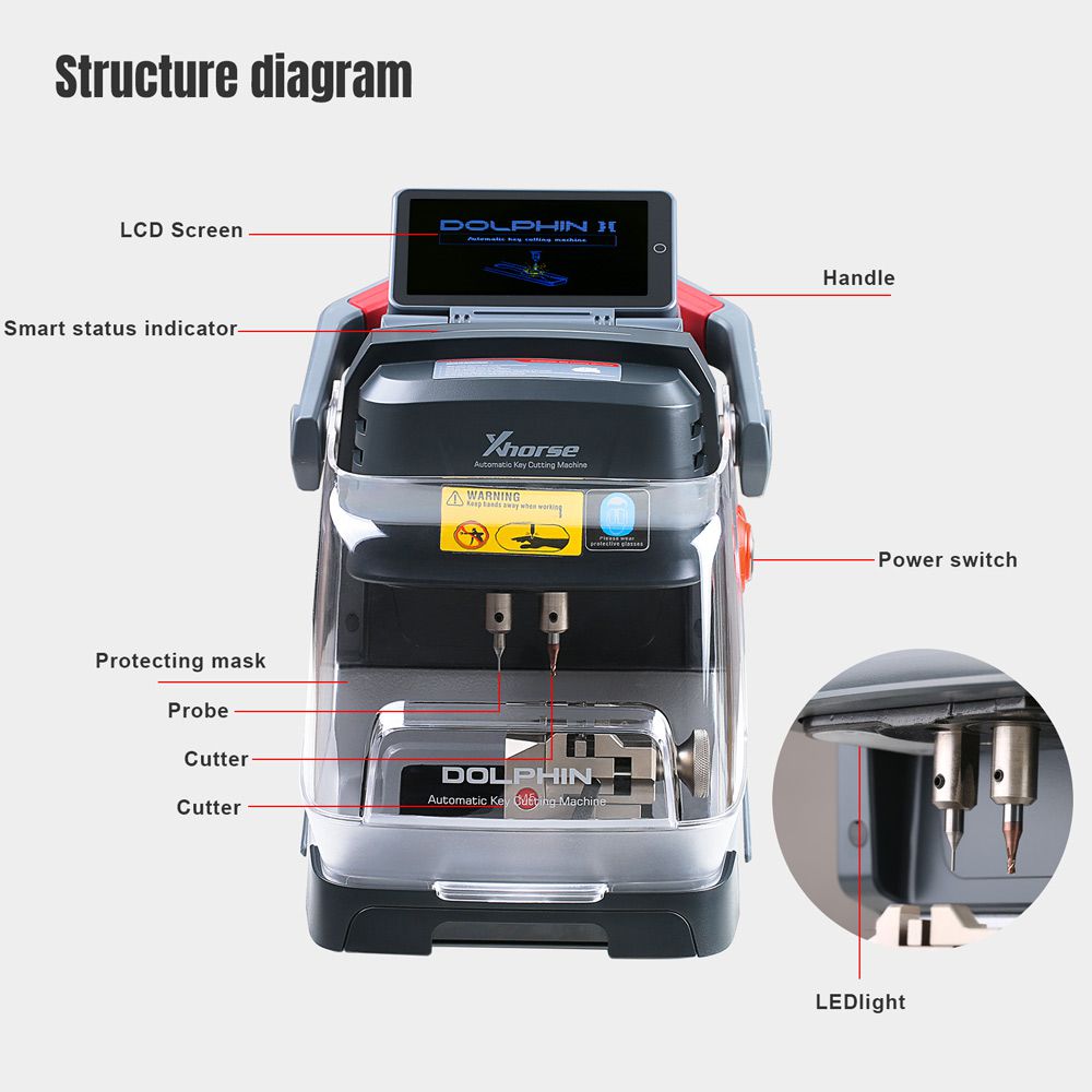 Xhorse Dolphin II XP-005L XP005L Key Cutting Machine with Key Reader XDKP00GL Blade Skimmer Key Identification Device