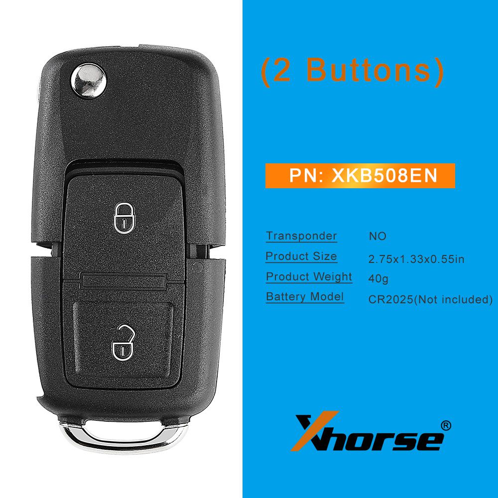  Xhorse XKB508EN Wire Remote Key B5 Style 2 Buttons work with MINI Key Tool/VVDI2 5pcs/lot