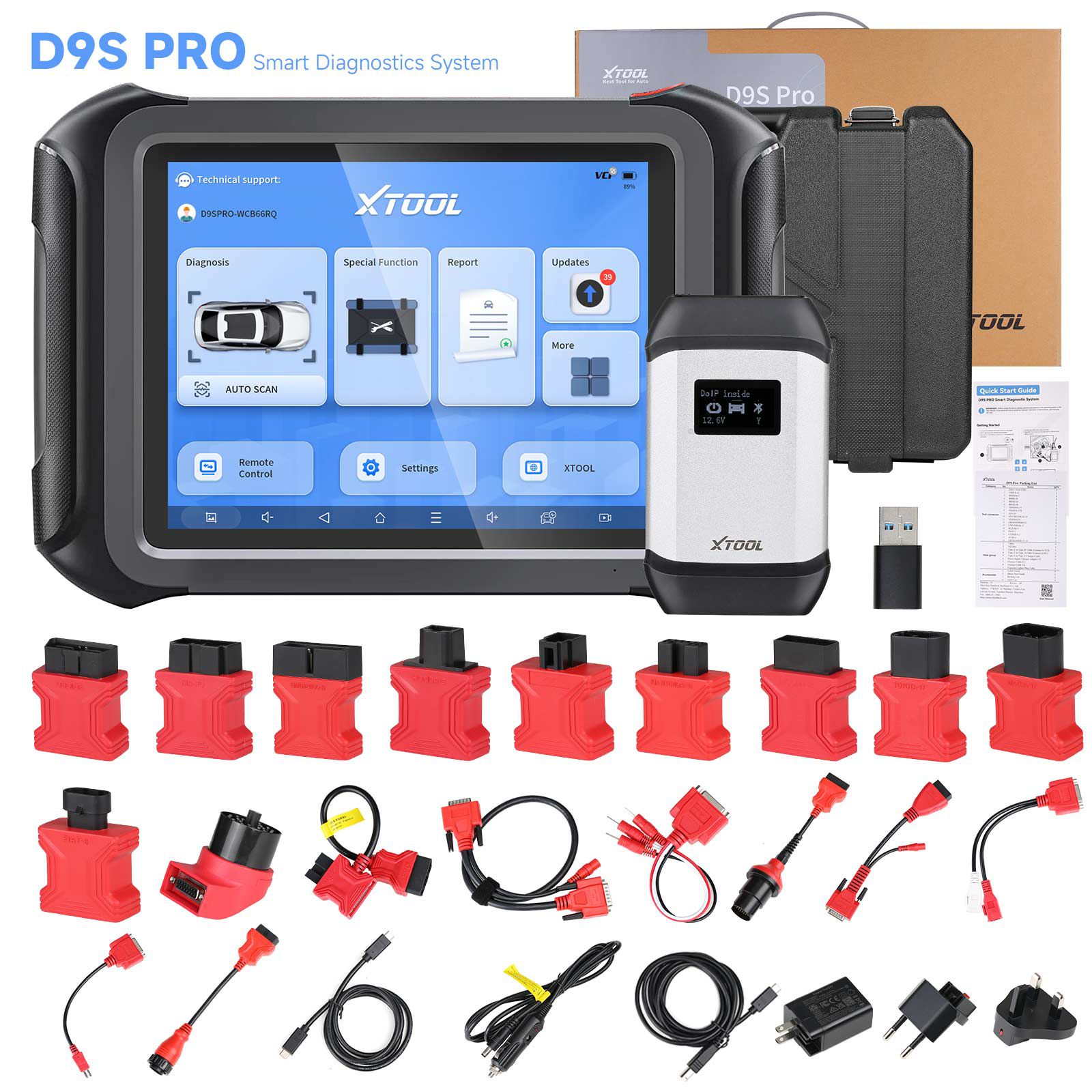 2024 XTOOL D9S Pro Wifi Connection Auto Diagnostic Scanner Support ECU Coding Topology Mapping Key Programming 42 Service Functions CAN FD DoIP