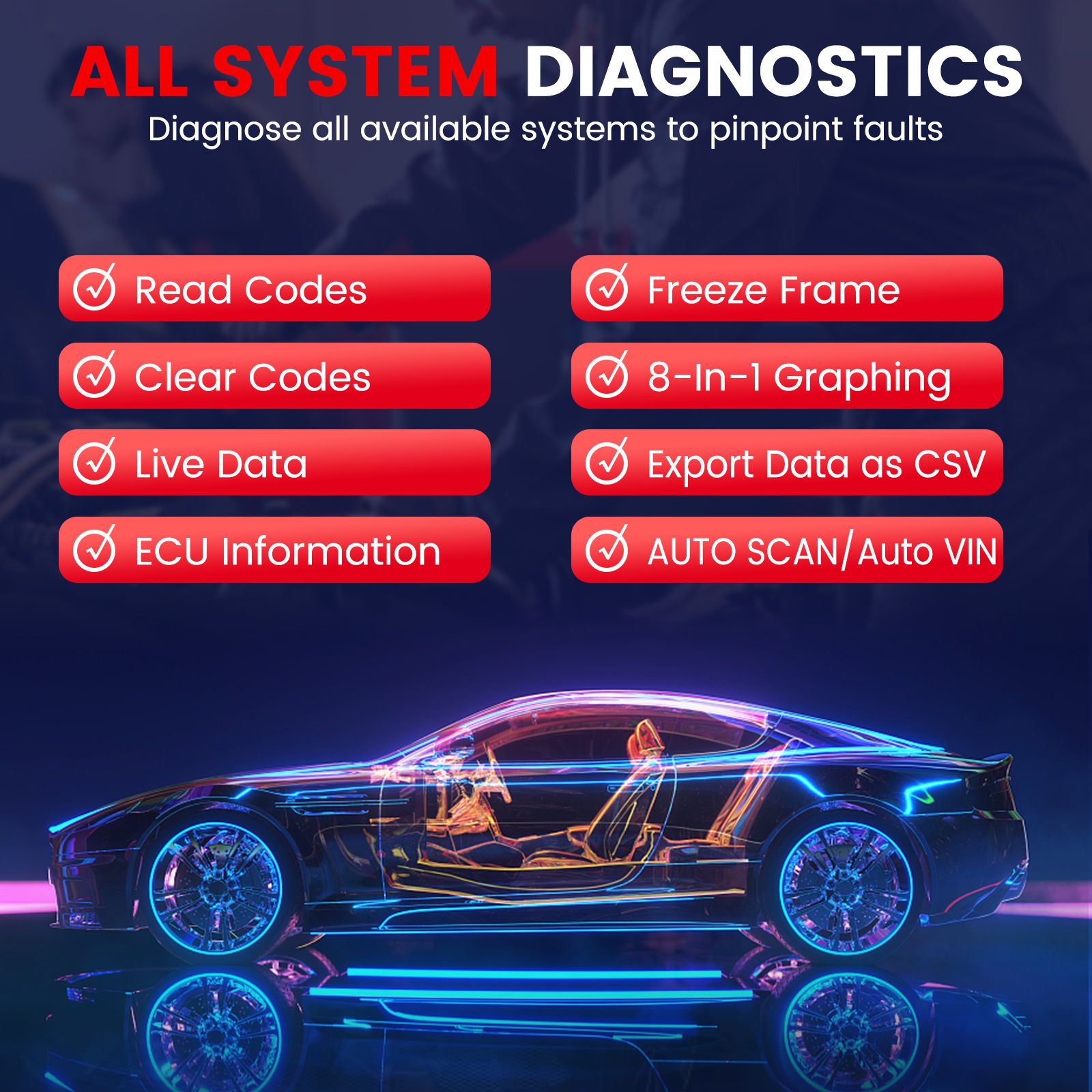 XTOOL Inplus IP608 OBD2 Scanner Full System Diagnostic Tool Support CAN FD 30+Services and Lifetime Free Update