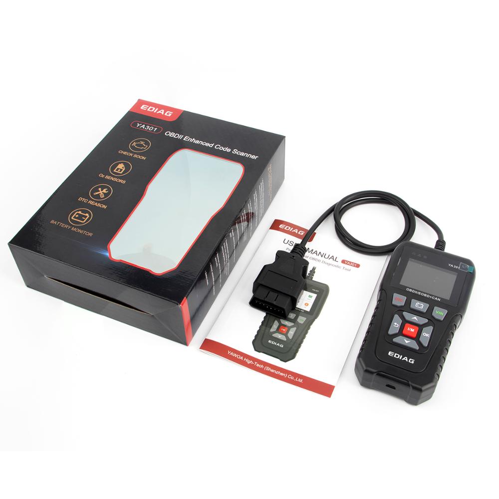 YA301 OBD2 Code Reader OBDII/EOBD one-key VIN Read Battery Test YA-301 Diagnostic Tool OBD2 Scanner Free Update PK CR3008 ELM327 KW850