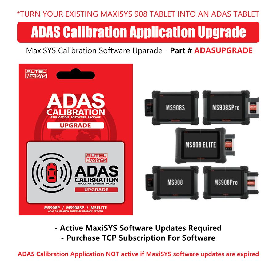 AUTEL ADAS SOFTWARE Upgrade Card for MS908, MSElite, MS909, MS919 and Ultra Tablets