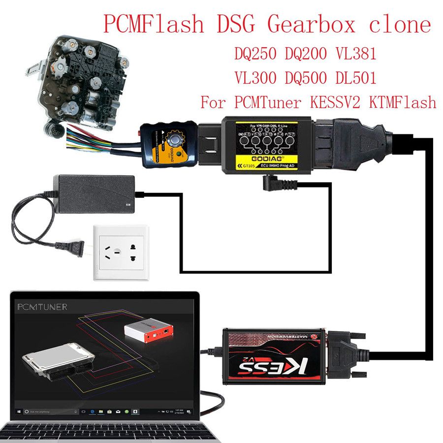 GT105 Plus GT107 DSG Gearbox Data Read/Write Adapter Connection Diagram