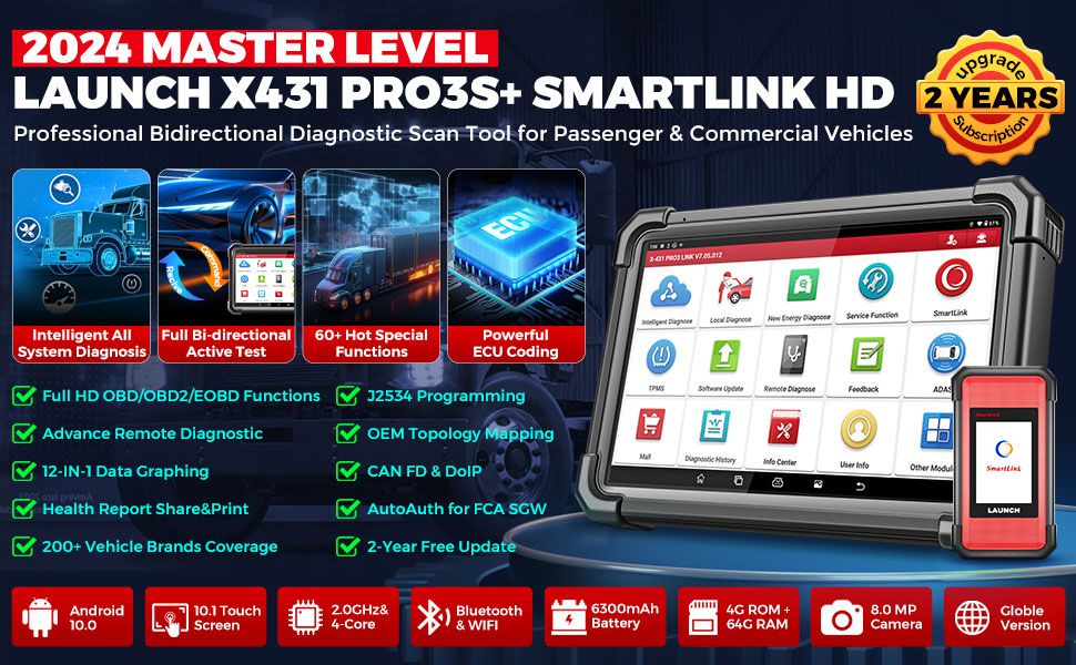 LAUNCH X431 PRO3S+ SmartLink HD for 12V&24V Diesel&Gasoline