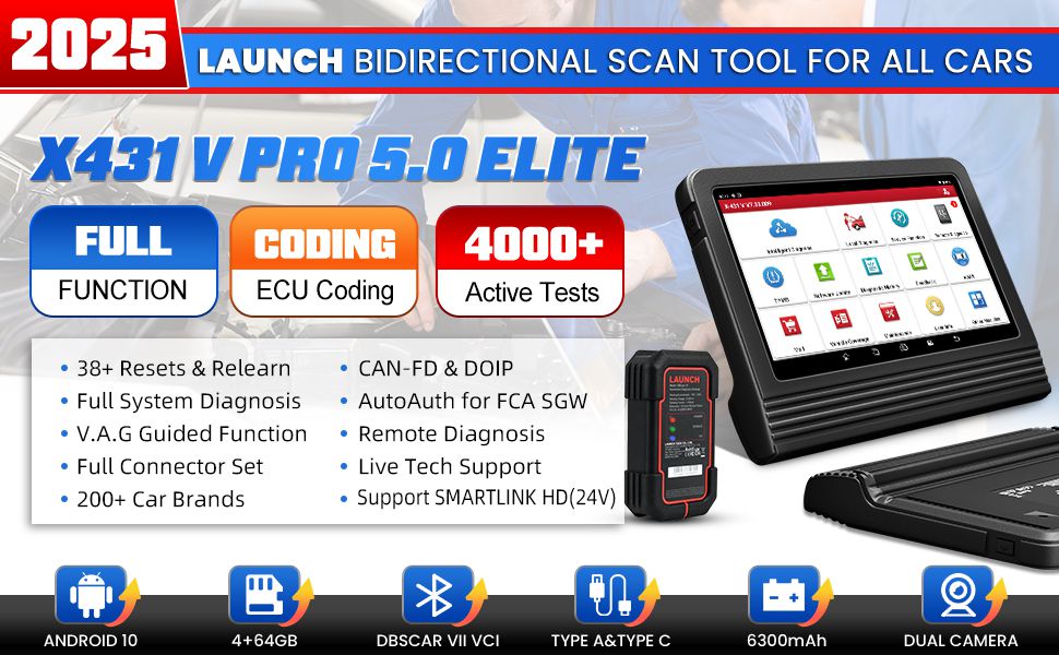 Launch X431 V 5.0 (X431 Pro) 8inch Wifi/Bluetooth Bidirectional Full System Diagnostic Scanner