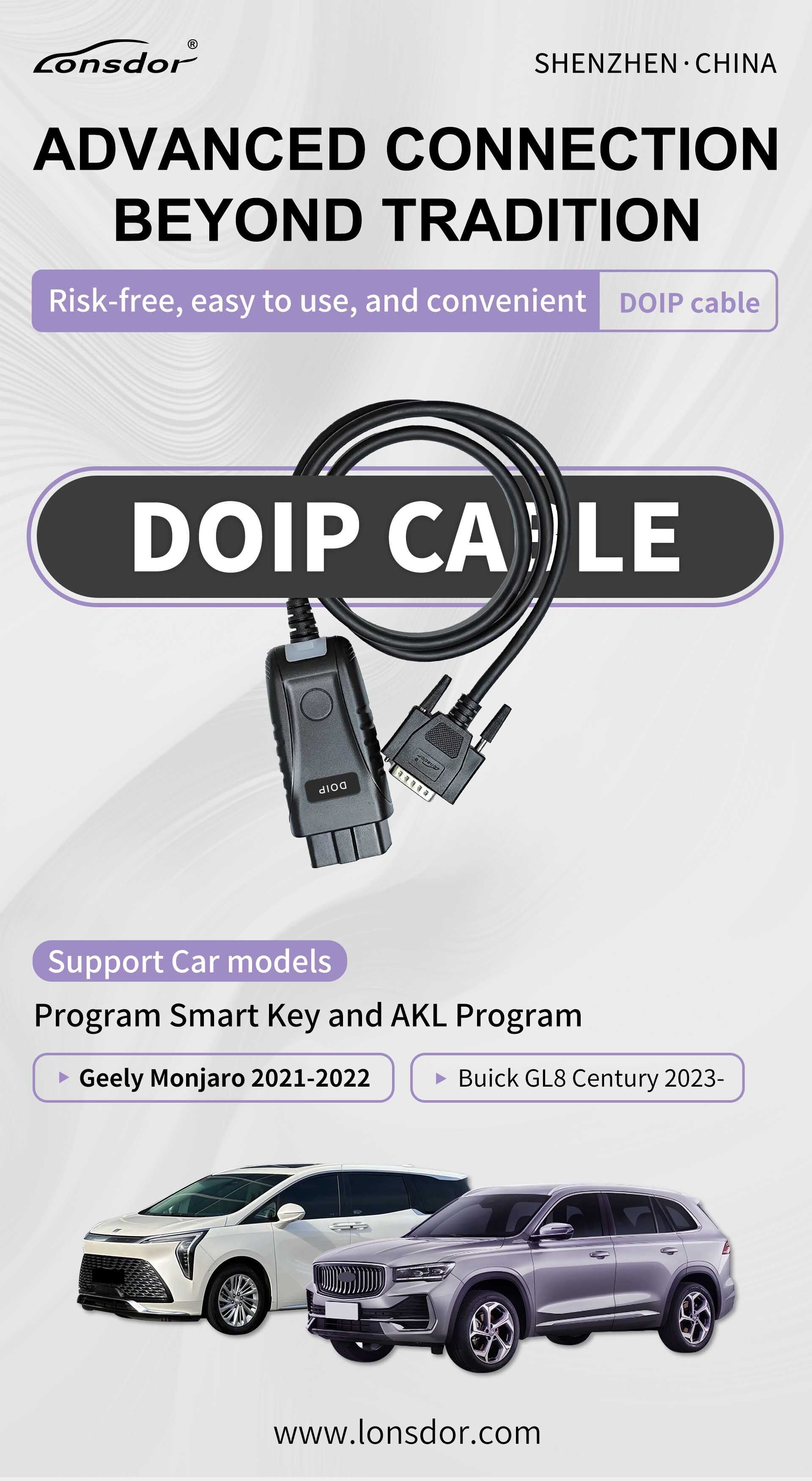 Lonsdor DOIP Cable Support Program Smart Key and AKL Program 