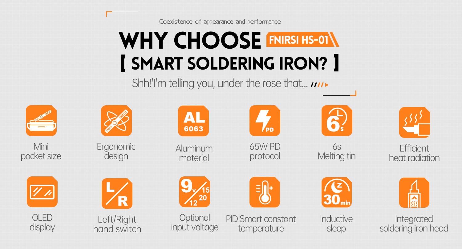 FNIRSI HS-01 Smart Electric Soldering Iron PD 65W Adjust