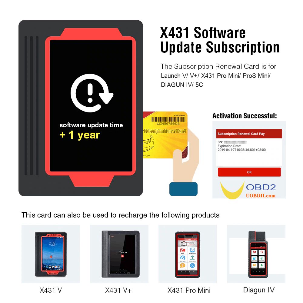 1 Year Update Service for Launch V/ V+/ X431 Pro Mini/ ProS Mini/ DIAGUN IV/ 5C/ PRO DYNO/X431 IMMO ELITE