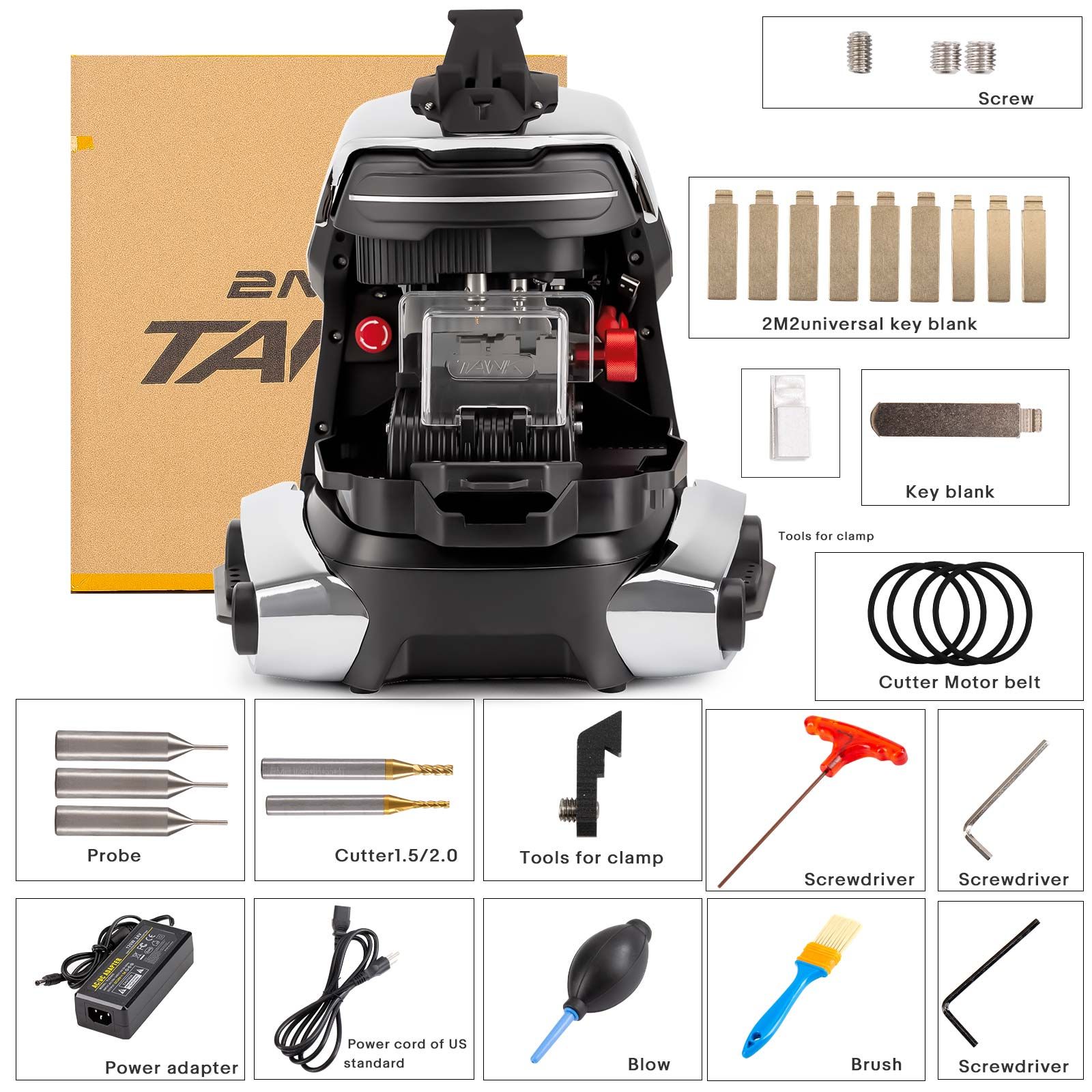 2025 2M2 TANK 2 Pro TANK II Pro CNC Key Cutting Machine Add House Keys Mul-T-lock, Dimple, Multi-point Keys with Protective Shell Mobile APP Control
