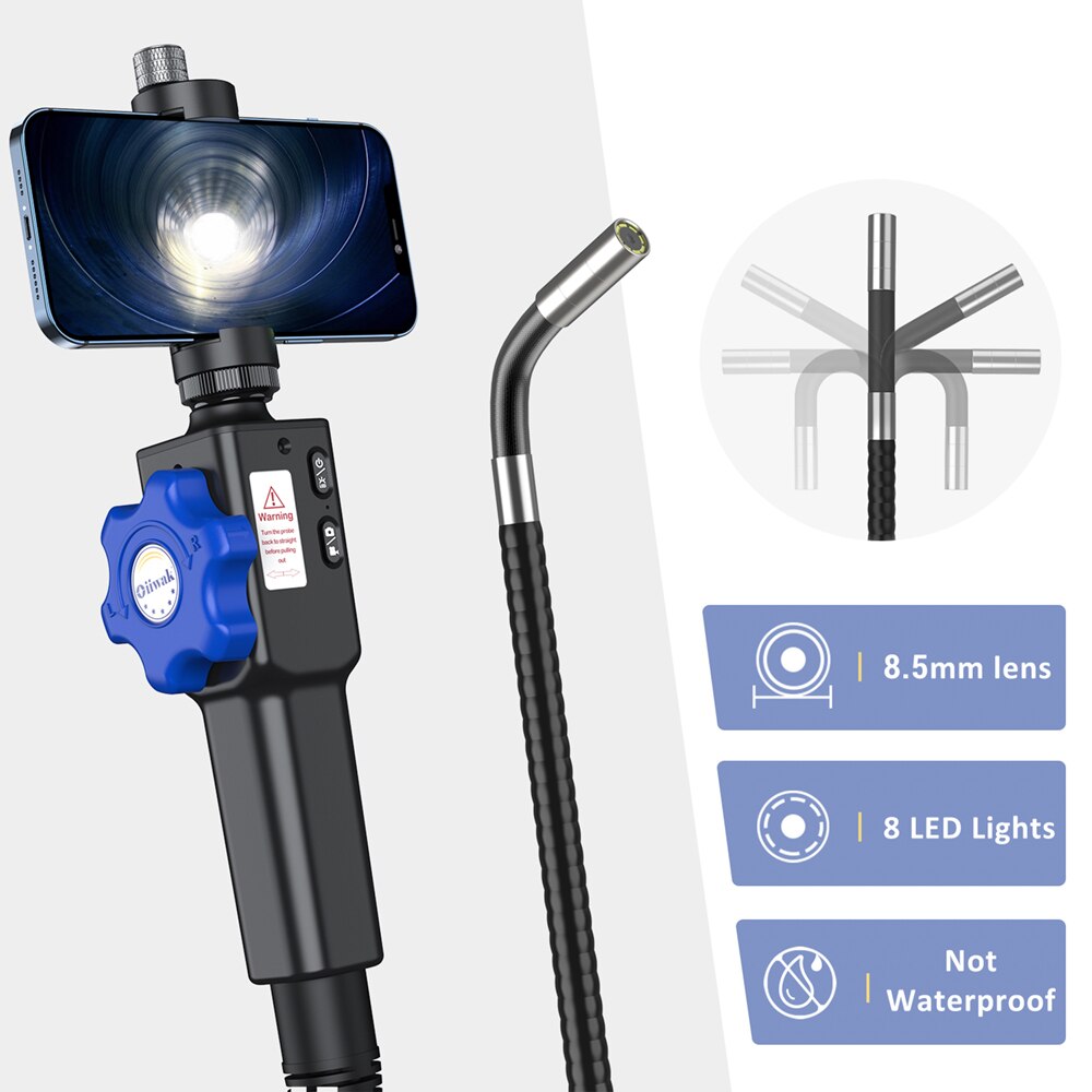 8.5MM Car Endoscope Camera 180 Degree Steering Industrial Endoscope Inspection Camera for Car 8 LED for iPhone Android PC