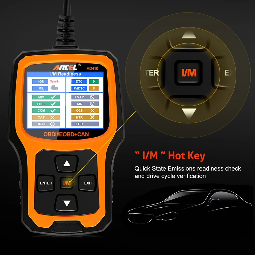 Ancel AD410 OBD2 Scanner Automotive Car Diagnostic Tool ODB2 Code Reader Erase Error Codes Multi Languages Engine OBD 2 Scanner