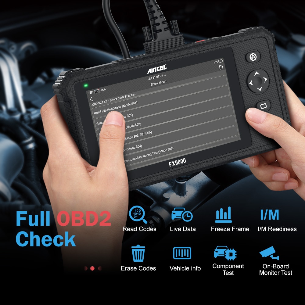 Ancel FX9000 OBD2 Automotive Scanner Professional OBD 2 Car Tools All System SRS TPMS TPS DPF IMMO Reset ODB2 Diagnostic Tool