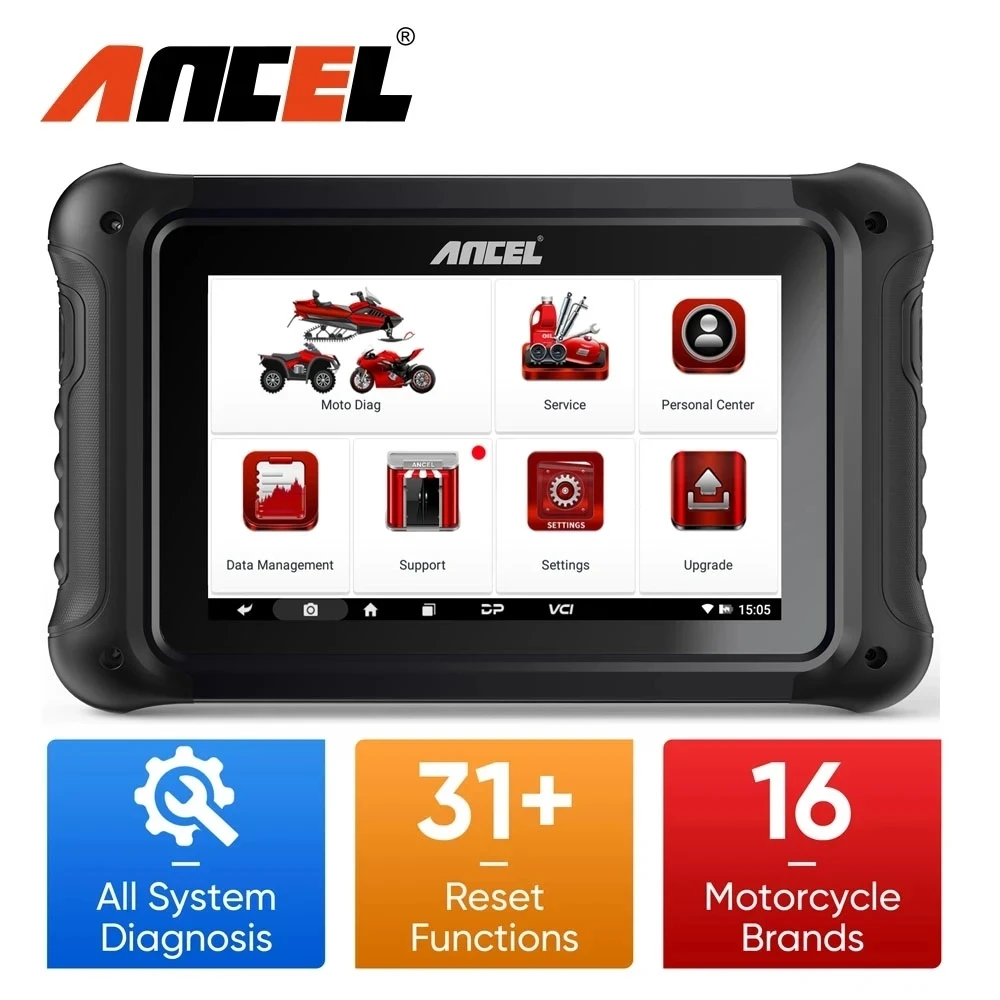 ANCEL MT700 OBD2 Motorcycle Scanner Full System Diagnostic Tool  Oil Rest ABS Bleeding ECU Coding Active Test for Motorcycle