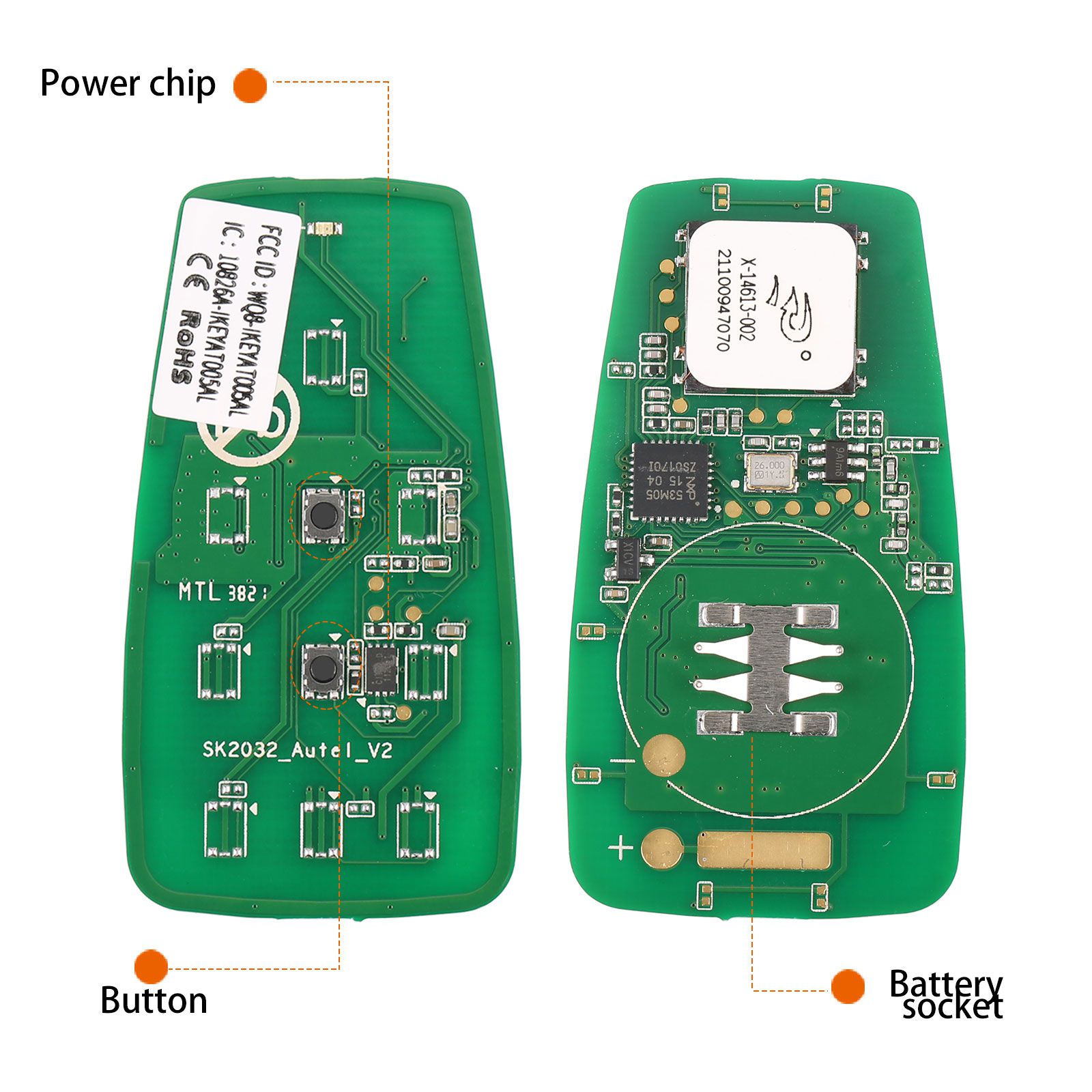  AUTEL IKEYAT002AL 2 Buttons Independent Universal Smart Key 5pcs/lot