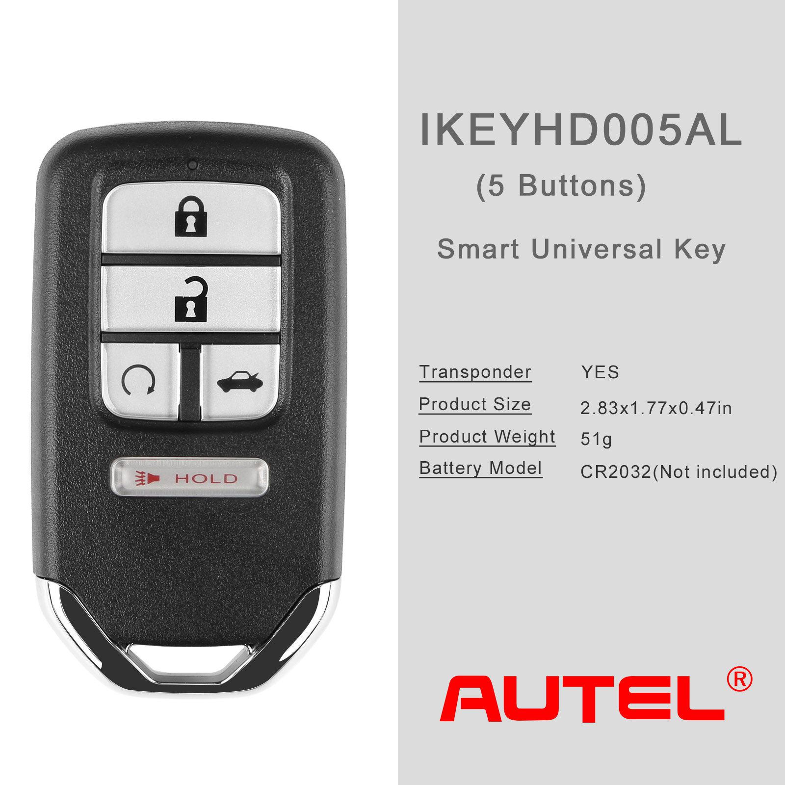 AUTEL IKEYHD005AL Honda 5 Buttons Universal Smart Key 5pcs/lot