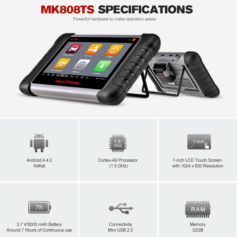 Autel MaxiCOM MK808TS MK808Z-TS Auto TPMS Relearn Tool Universal Tire Sensor Activation Pressure Monitor Reset Scanner