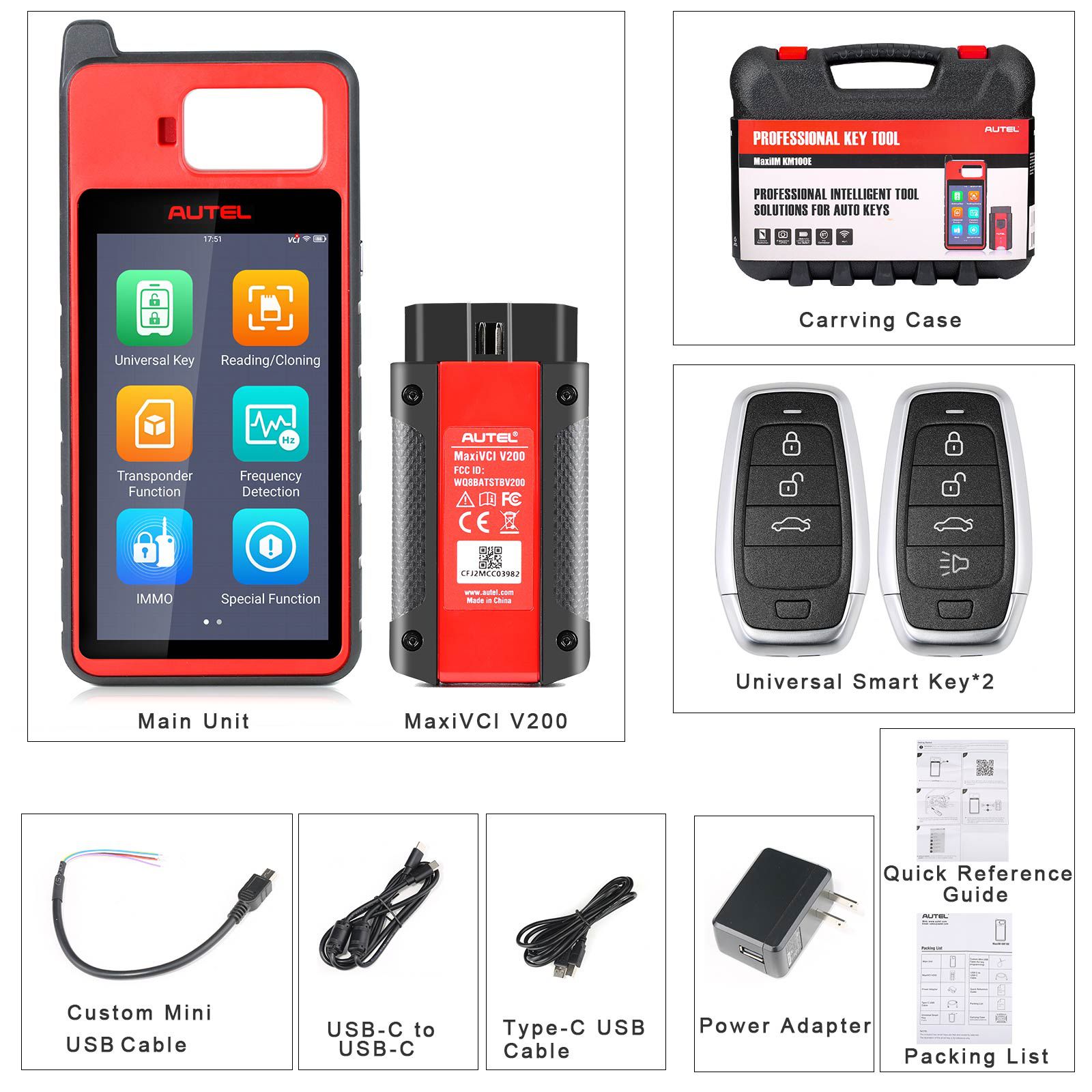 2023 Autel MaxiIM KM100 KM100E Universal Key Generator Kit Support Transponder Reading/ Cloning and IMMO Learning Free Update Online Lifetime